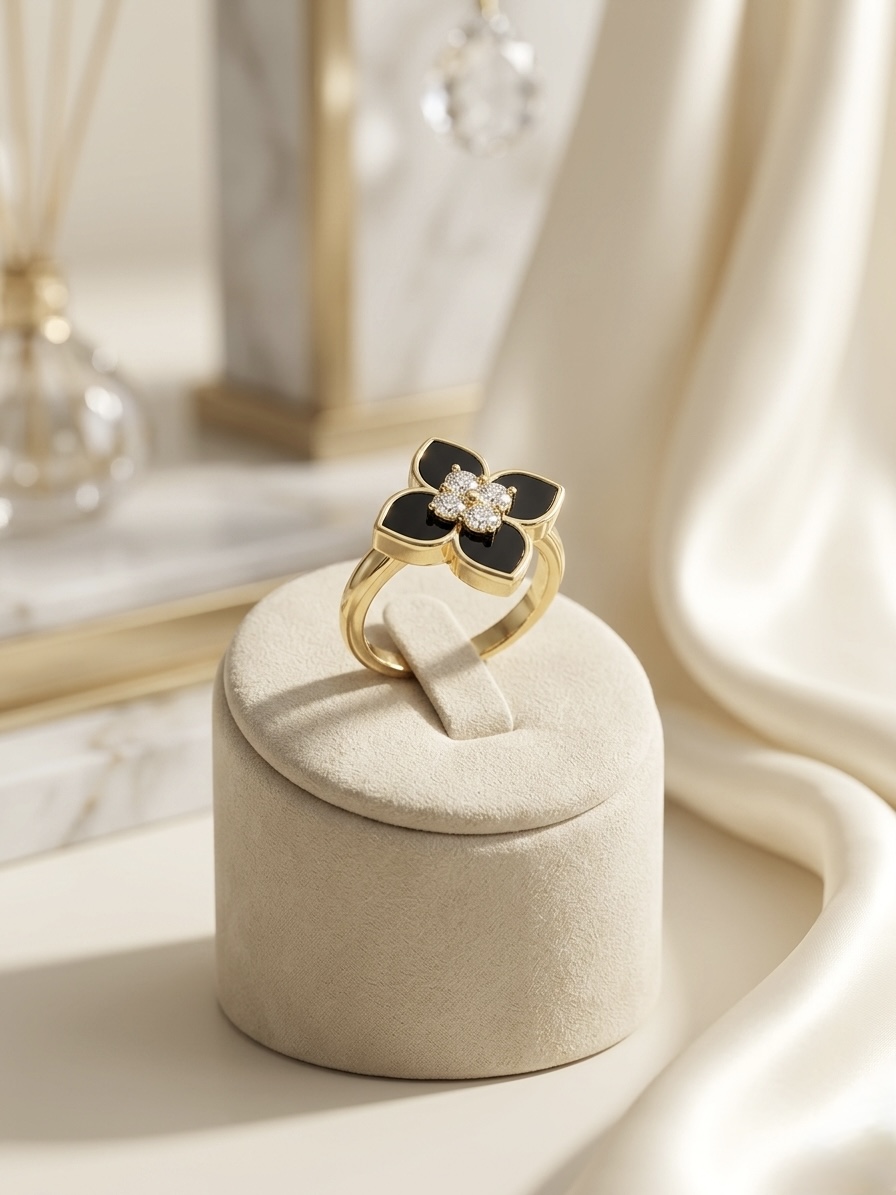 Midnight Clover Ring